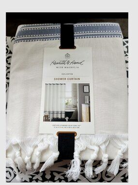 Hearth & Hand Stitch Knotted Fringe Shower Curtain